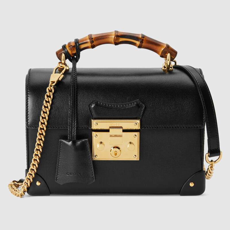 Gucci Padlock Leather Small Bamboo Shoulder Bag ?603221 Black